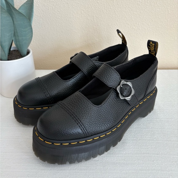 New Dr. Martens Black Leather Mary Jane Platform Shoes Women’s 11 - Picture 3 of 14